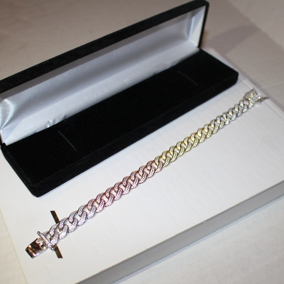 ICED OUT 12mm TRI COLOR Cuban Miami Link Bracelet